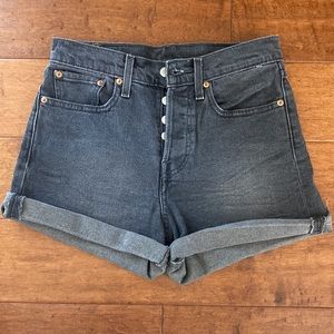 Levis black denim high waisted cutoff shorts